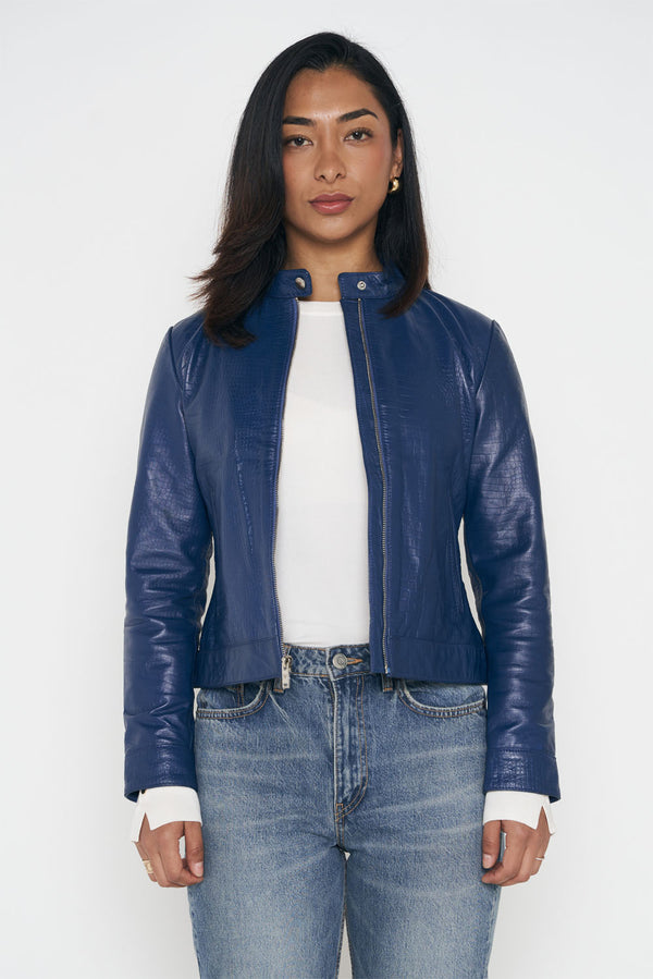 Crocodile Style Classic Jacket - Cobalt