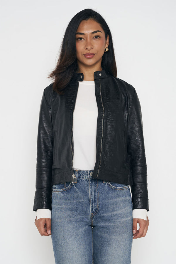 Crocodile Style Classic Jacket - Black