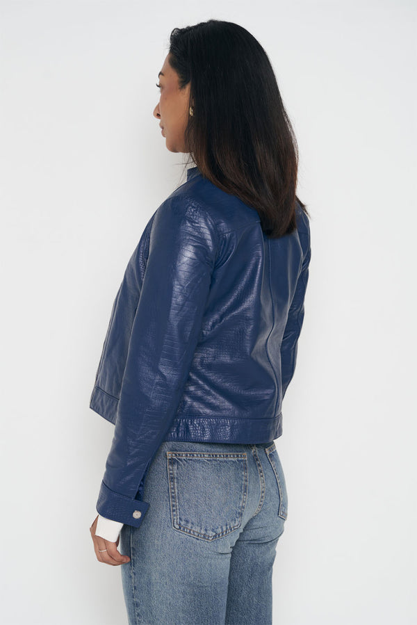 Crocodile Style Classic Jacket - Cobalt
