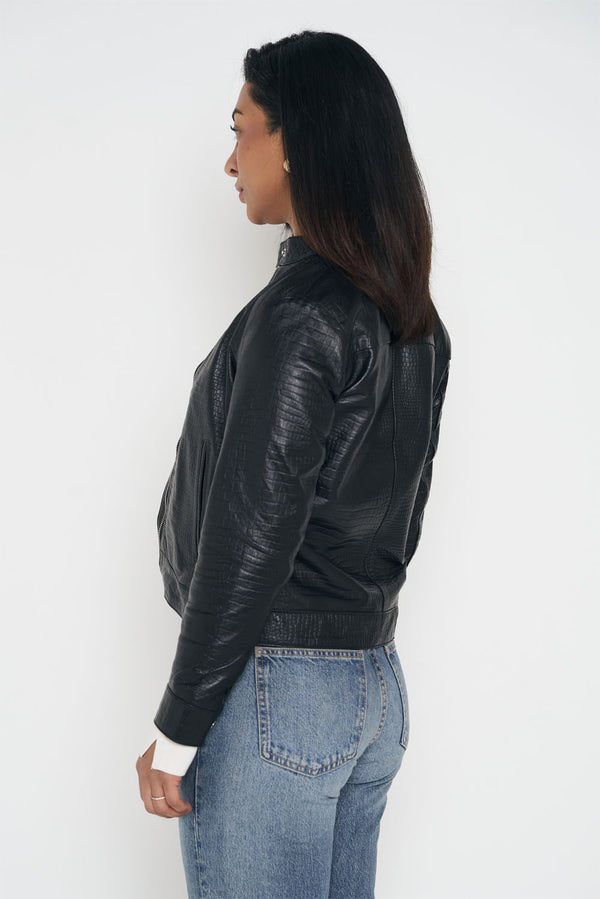 Crocodile Style Classic Jacket - Black