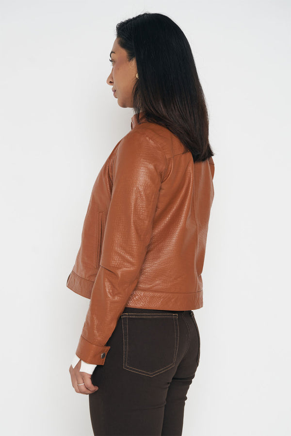 Crocodile Style Classic Jacket - Caramel